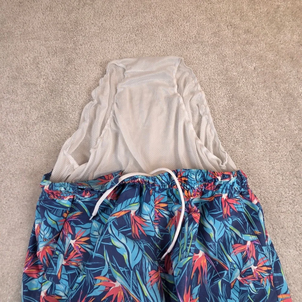 Vineyard Vines Mens‎ Bird of Paradise Floral Swim Trunks Blue Size Large